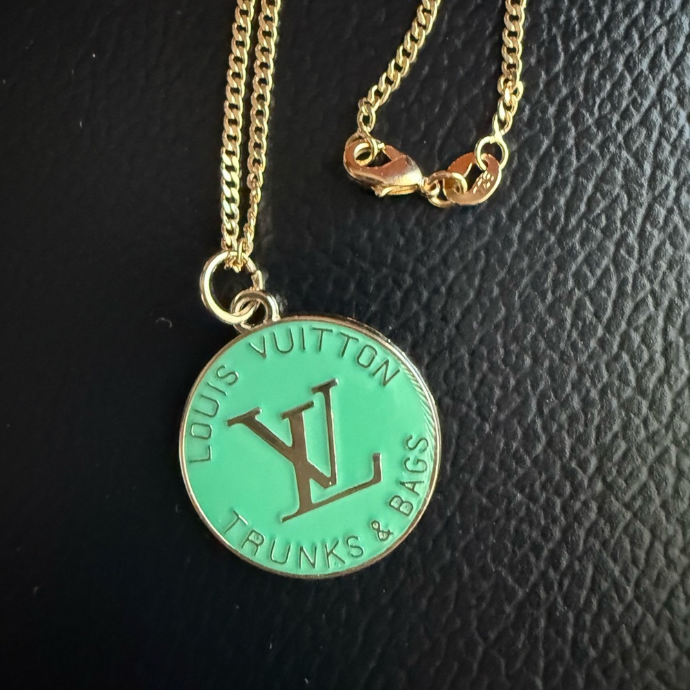 Authentic LV Designer Bag Charm Necklace Pendant
Seafoam Green Color & 18” Chain